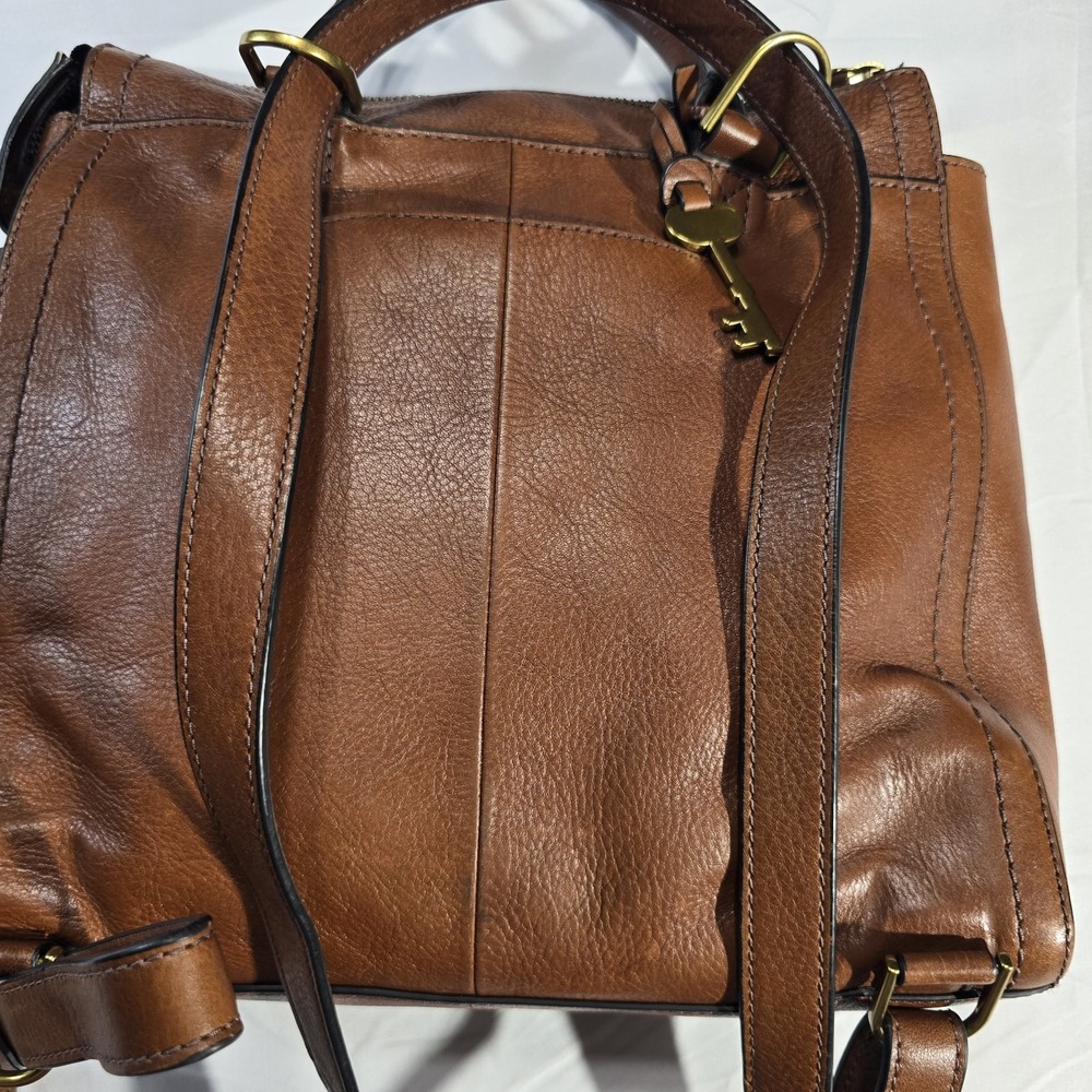Fossil Chestnut Brown Genuine Leather Backpack - Picture 7 of 11